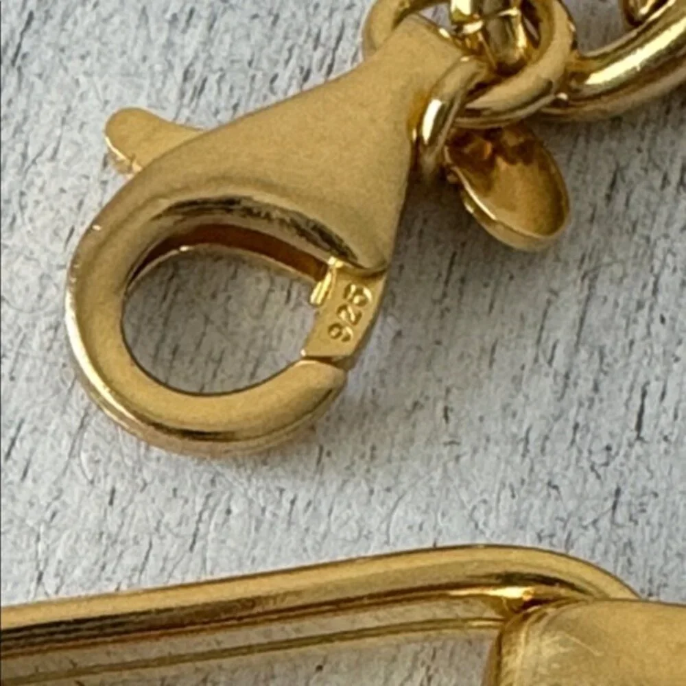 Milor Gold Plated 925 Sterling Silver Chain Link Bracelet Italy 7.5in long